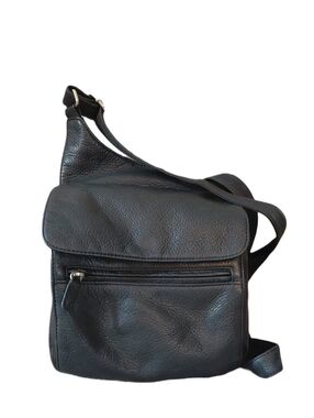 FOSSIL Black Leather Crossbody Messenger Bag